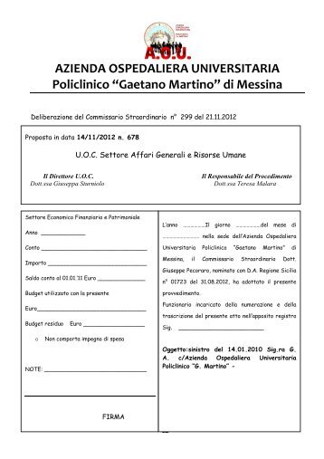 AZIENDA OSPEDALIERA UNIVERSITARIA Policlinico “Gaetano Martino” di Messina