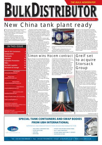 New China tank plant ready - Bulk Distributor