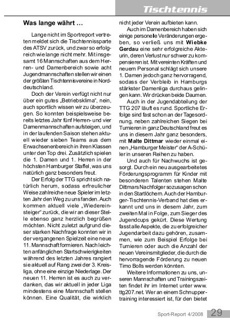 Sport-Report - Ahrensburger TSV von 1874 e. V.