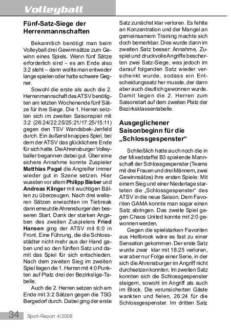 Sport-Report - Ahrensburger TSV von 1874 e. V.