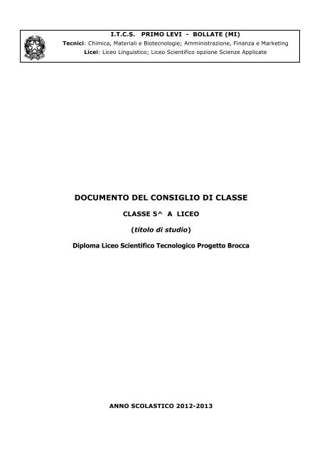 Documento CdC 5 A LS - ITCS Primo Levi