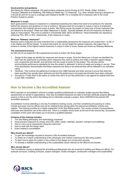 Briefing paper Ska - the environmental assessment tool for sustainable fit-outs