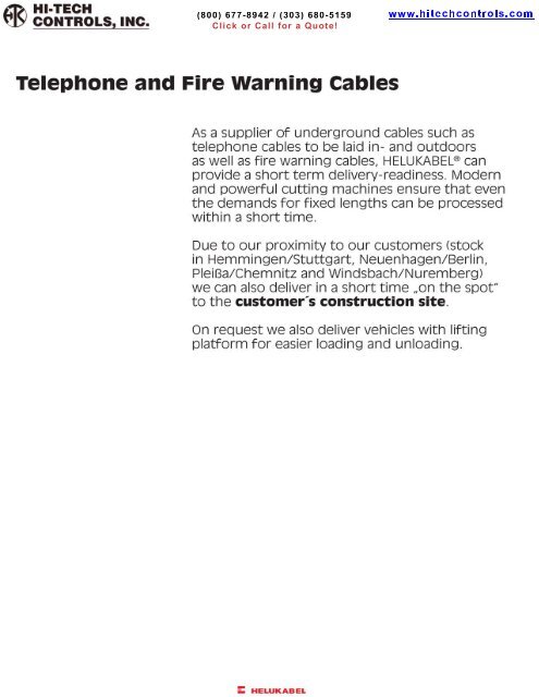 Telephone and Fire warning Cables