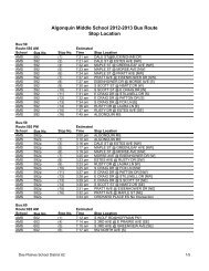 Algonquin Middle School 2012-2013 Bus Route Stop Location