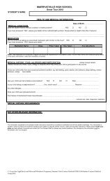 Student Consent Medical Form - Marryatville High School