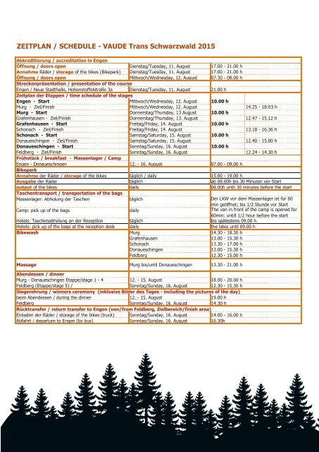VAUDE Trans Schwarzwald 2015: Technischer Leitfaden / Technical Guide