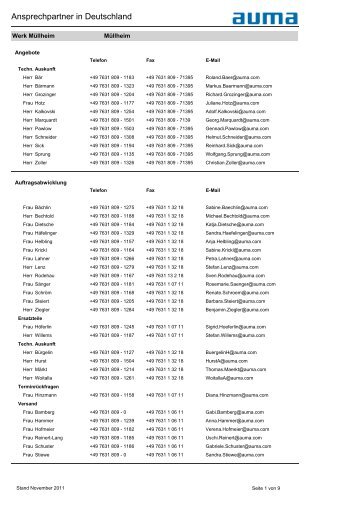 Ansprechpartner in Deutschland als PDF-Datei - Auma.com