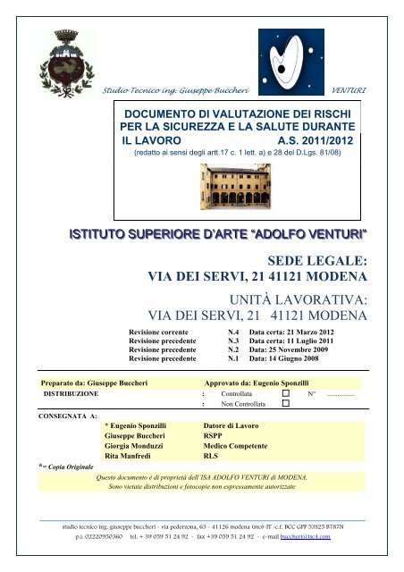 SEDE LEGALE: VIA DEI SERVI, 21 41121 MODENA ... - A. Venturi