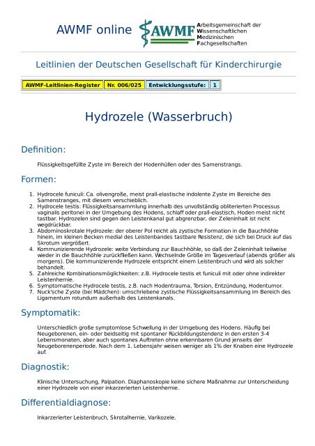 Op schwellung hydrozele Hydrozelen behandeln: