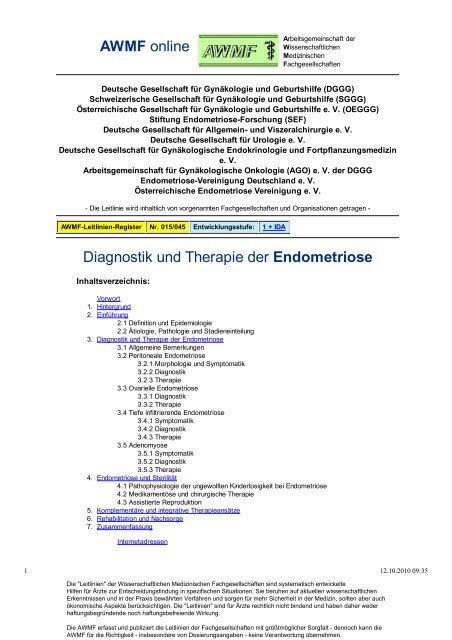 015-045 S1 Diagnostik und Therapie der Endometriose 05 ... - AWMF