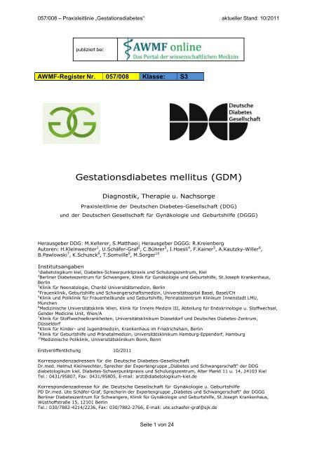 Gestationsdiabetes mellitus (GDM) - AWMF