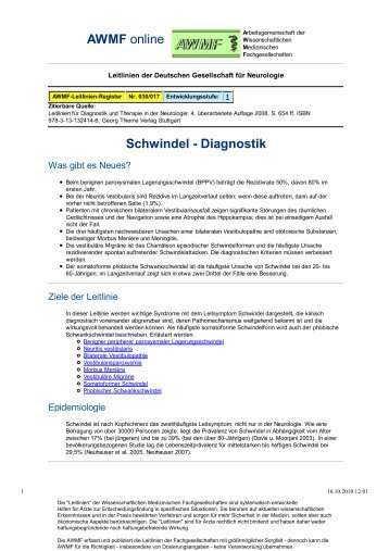 030-017 S1 Schwindel - Diagnostik 10-2008 10-2013 - AWMF
