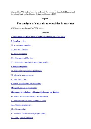 The analysis of natural radionuclides in seawater - AWI