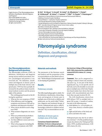 Multicomponent therapy of fibromyalgia syndrome ... - AWMF
