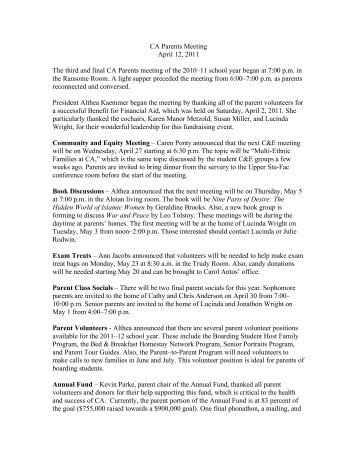 CA Parents Meeting 4-12-11-final for newsletter - Concord Academy