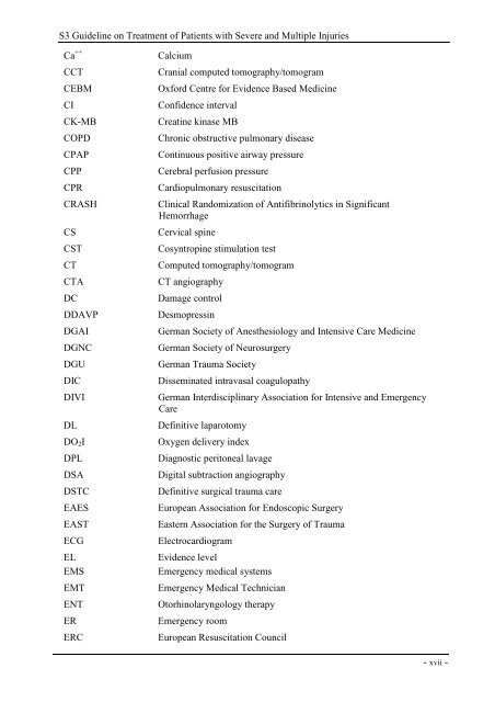 Guideline on Treatment of Patients with Severe and Multiple ... - AWMF