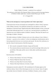 CALL FOR PAPERS Nordic Children's Literature â a question of ...