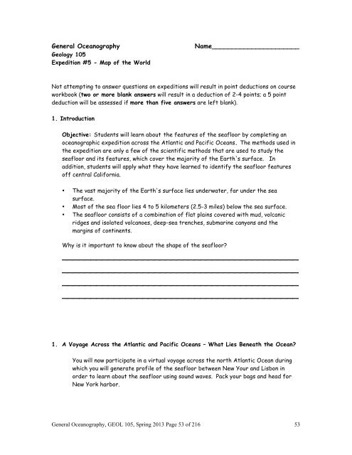 Download Expedition Worksheet Geol 105