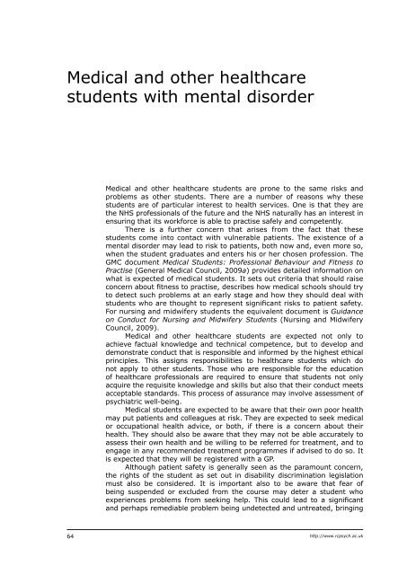 Mental health of students in higher education