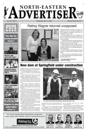 Rattray Wagner returned unopposed New dam at Springfield under construction