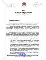 Panel II Mot introductif de Monsieur le Ministre en tant que PrÃ©sident ...