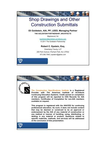 Shop Drawings and Other Construction Submittals