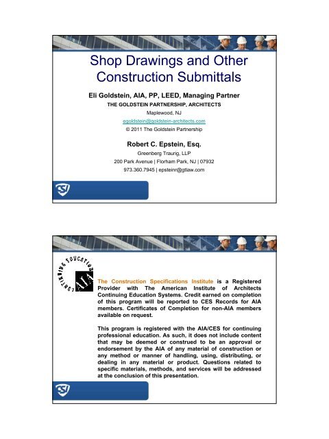 Shop Drawings and Other Construction Submittals