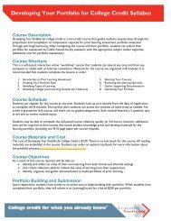 Developing Your Portfolio for College Credit Syllabus