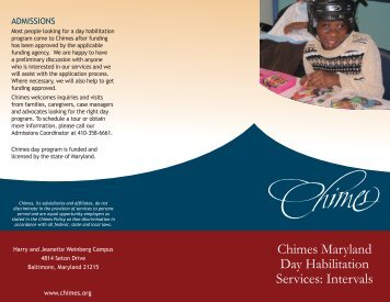 Chimes Maryland Day Habilitation Services Intervals