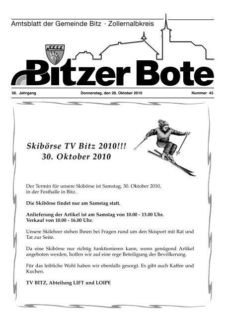 Skibörse TV Bitz 2010!!! 30. Oktober 2010 - in Bitz
