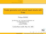 Packet generation and network based attacks with Scapy - SecDev.org