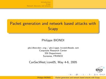 Packet generation and network based attacks with Scapy - SecDev.org