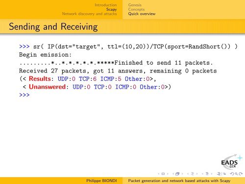 Packet generation and network based attacks with Scapy - SecDev.org