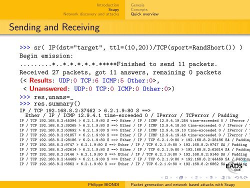 Packet generation and network based attacks with Scapy - SecDev.org