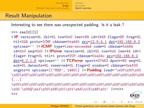 Packet generation and network based attacks with Scapy - SecDev.org