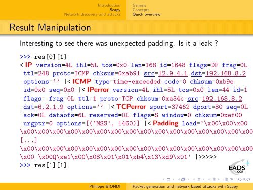 Packet generation and network based attacks with Scapy - SecDev.org