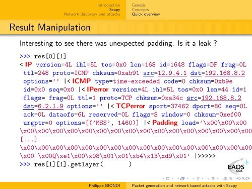 Packet generation and network based attacks with Scapy - SecDev.org