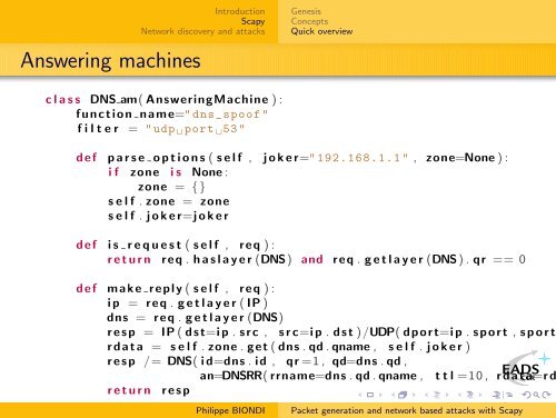 Packet generation and network based attacks with Scapy - SecDev.org