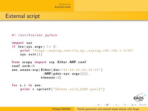 Packet generation and network based attacks with Scapy - SecDev.org