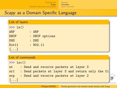 Packet generation and network based attacks with Scapy - SecDev.org