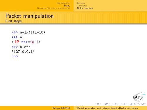 Packet generation and network based attacks with Scapy - SecDev.org