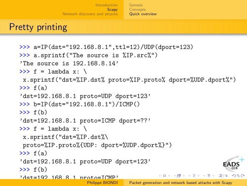 Packet generation and network based attacks with Scapy - SecDev.org