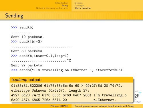 Packet generation and network based attacks with Scapy - SecDev.org