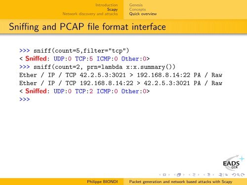 Packet generation and network based attacks with Scapy - SecDev.org