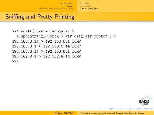 Packet generation and network based attacks with Scapy - SecDev.org