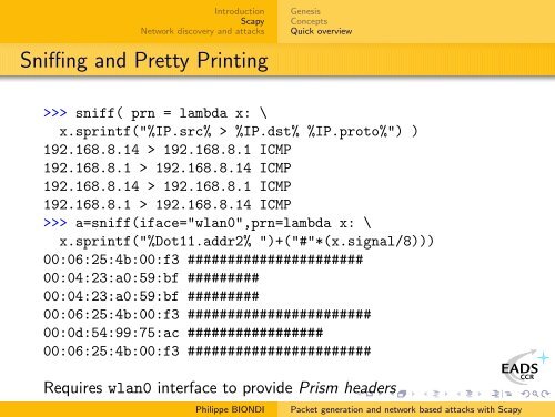 Packet generation and network based attacks with Scapy - SecDev.org