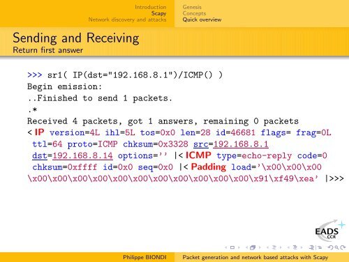 Packet generation and network based attacks with Scapy - SecDev.org