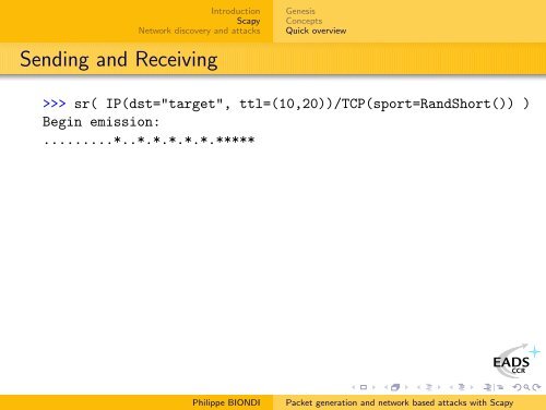 Packet generation and network based attacks with Scapy - SecDev.org