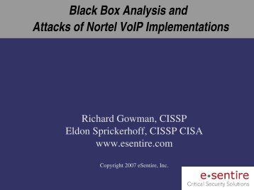 Black Box Analysis and Attacks of Nortel VoIP Implementations