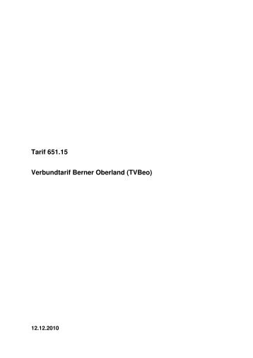 Tarif 651.15 Verbundtarif Berner Oberland (TVBeo) - BLS AG